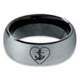 thumbnail image 2 of Tungsten Anchor Sailor Heart Love Band Ring 8mm Men Women Comfort Fit Black Dome Brushed Gray Polished, 2 of 4