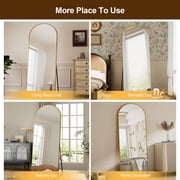 BEAUTYPEAK مرآة أرضية مقوسة بطول كامل 64x21.1 مرآة واقفة لكامل الجسم ، ذهبي