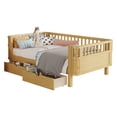 thumbnail image 6 of Twin Size Wood Platform Bed for Kids, Wood Low Profile Twin Bed with Rails, Suitable for Girls and Boys,Natural, 6 of 13