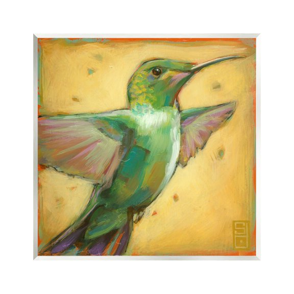 Stupell Industries Flying Hummingbird Painting Animals & Insects Painting Unframed Art Print Wall Art, 12 x 12