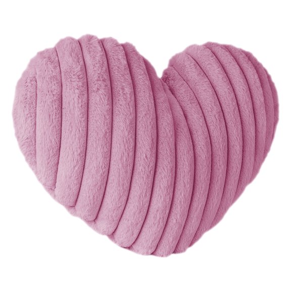 Heart Shaped Pillow, 15.7" Decorative Throw Pillow, Faux Fur Pillow, Couch Chair Pillow,Bedroom Decor Pillow, Soft Fluffy Pillow, Striped Design Pillow for Couch Bed Room Decor