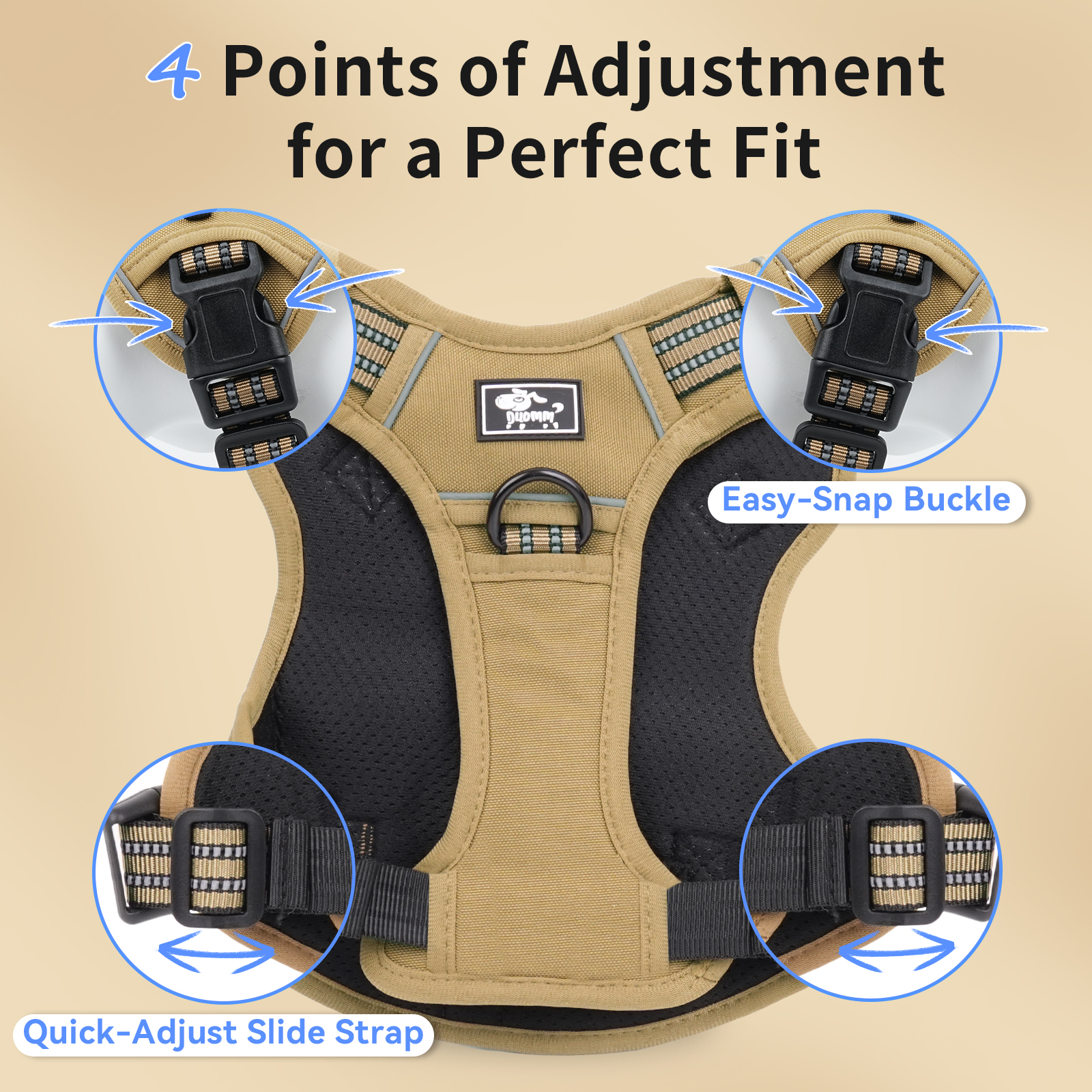 NOYAFA No Pull Dog Harness for Large Dogs,No Choke Dog Harness with Handle, Adjustable Reflective Soft Padded Pet Harness for Training, Walking