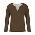 thumbnail image 4 of Turilly Women's Casual Tops Solid Color V-Neck Long Sleeved Regular Sleeve Top, 4 of 4