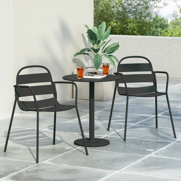 ACE-PATIO, 3 PCS TERRA NOVA Bistro Set, 2 Chairs & 1 Table, for Patio,Backyard,Porch,Garden,Poolside(Matte Black)