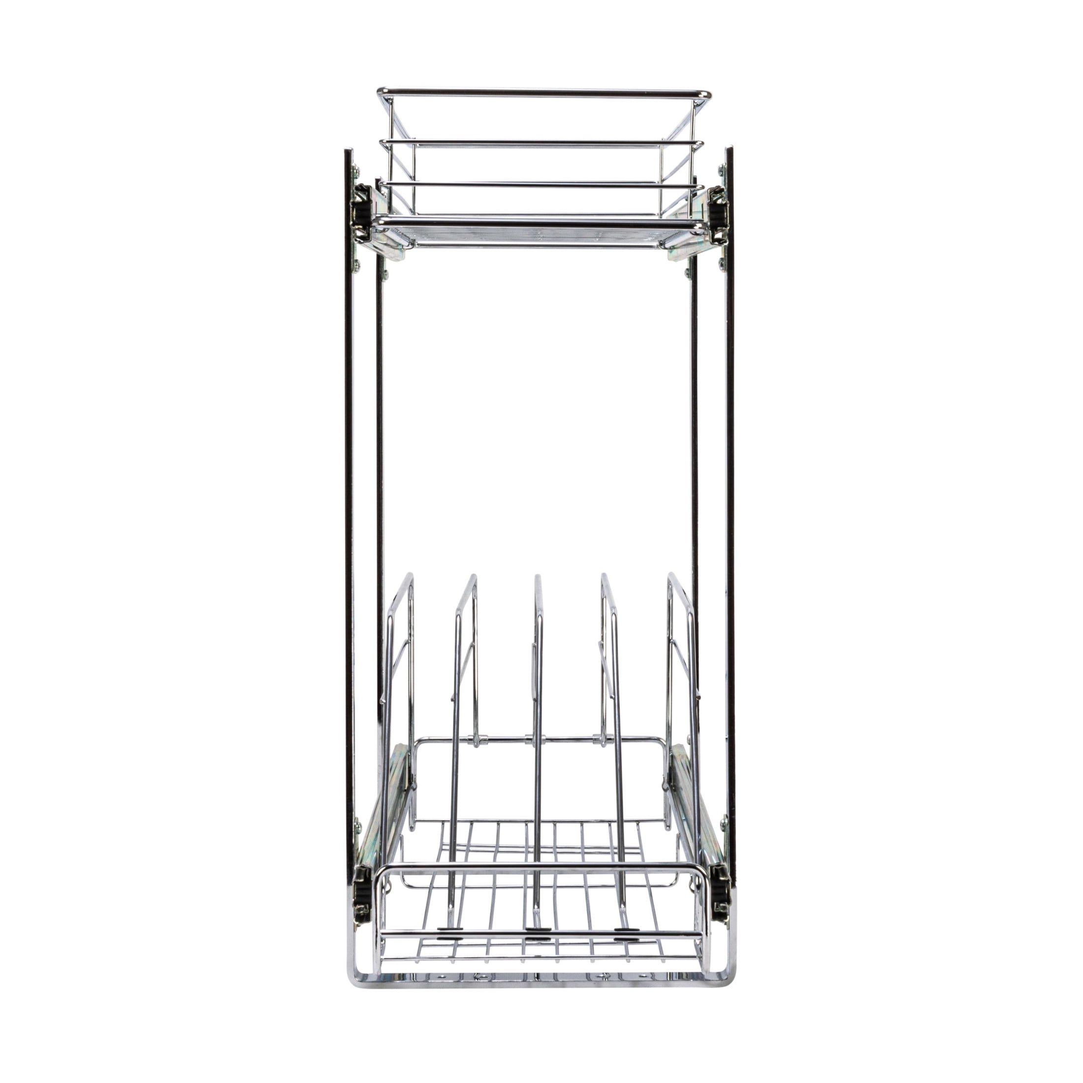 Household Essentials Glidez Multipurpose Chrome-Plated Steel Pull-Out/Slide-Out Dual-Sliding Storage Organizer for Cookware and Bakeware - 2-Tier Design - Fits Standard Size Cabinet or Shelf, Chrome
