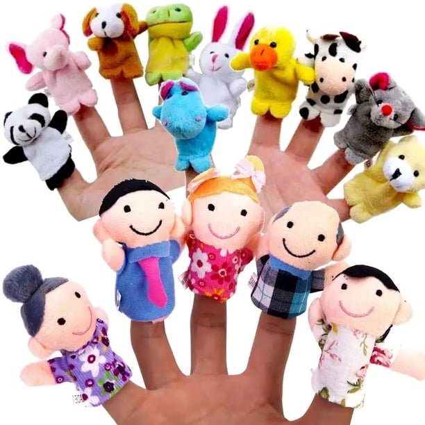 Pack De 10 Marionetas De Dedo De Animales: Oso, Ratón, Conejo, Panda, Elefante, Hipopótamo, Vaca, Perro, Pato Y Rana. Juguetes Educativos Y Suaves Para Niños.