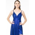 thumbnail image 4 of Women's Elizabeth K Glossy Spaghetti Strap Gown Gl2927 Royal Blue Size 3XL, 4 of 5
