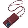 thumbnail image 2 of Nalacover RFID Blocking Wallet Case for iPhone 12 Pro Max, Shockproof PU Leather Magnetic Button Zipper Purse Card Slots & Kickstand Crossbody Phone Case with Shoulder & Wrist Strap,Winered, 2 of 12
