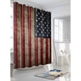 thumbnail image 3 of Fsddascl American Flag Shower Curtain Set - Extra Long 72" x 96" Washable Bathtub Curtain with 12 Hooks, Retro Shabby US Star Striped Flags Waterproof Fabric Stall Shower Curtains for Bathroom, 3 of 6
