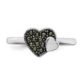 thumbnail image 4 of White Sterling Silver Ring Band Themed Marcasite Round Black, 4 of 5