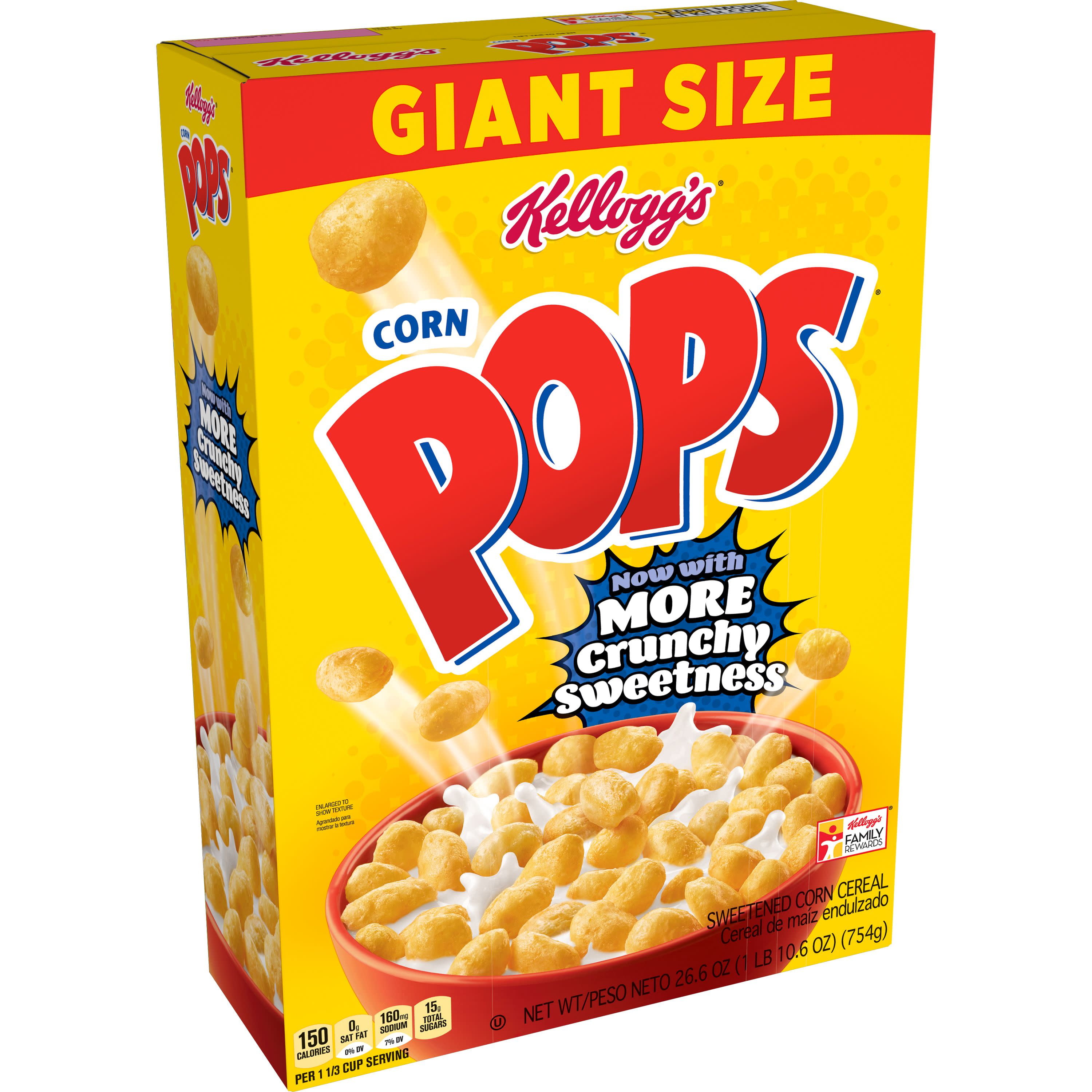 Kellogg's Corn Pops, Breakfast Cereal, Original, Giant Size, 26.6 Oz ...