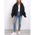 thumbnail image 4 of Women'S Winter Cropped Puffer Jacket Coat Short Warm Quilted Jacket Black XL, 4 of 6
