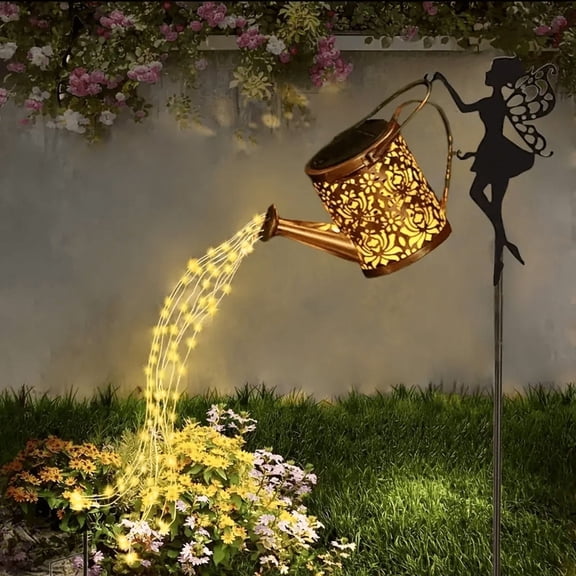 Solar Fairy Watering Can Lights Vintage Metal Garden Decor Outdoor Solar Hanging Kettle Light Waterproof Villa Yard Decoration