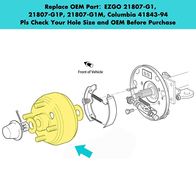 FIXHAWK Golf Cart Brake Drum Hub Assembly For EZGO TXT 1982-up Electric & 1982