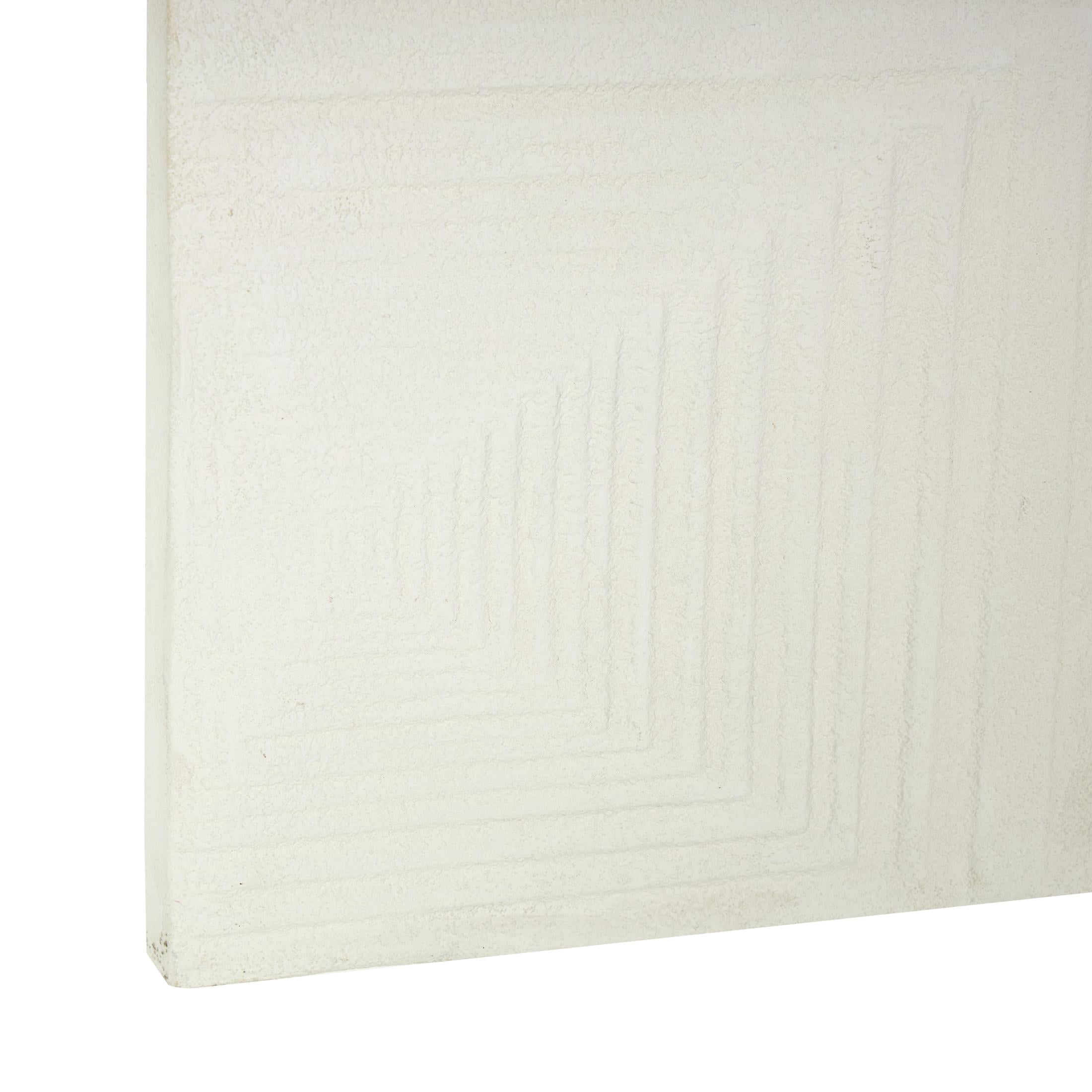 DecMode Cream Metal Layered Square Cube Perspective Geometric Wall Decor with Sandstone Texture (2 Count)
