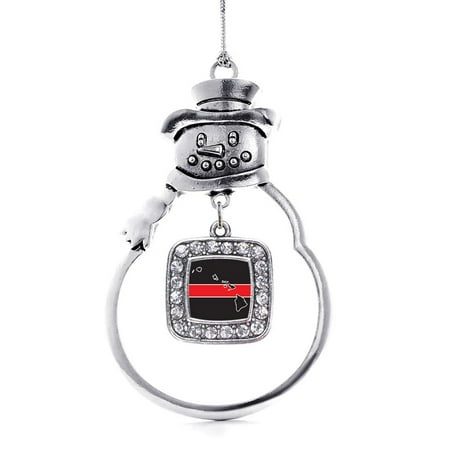 - Hawaii Thin Red Line Classic Snowman Holiday Ornament