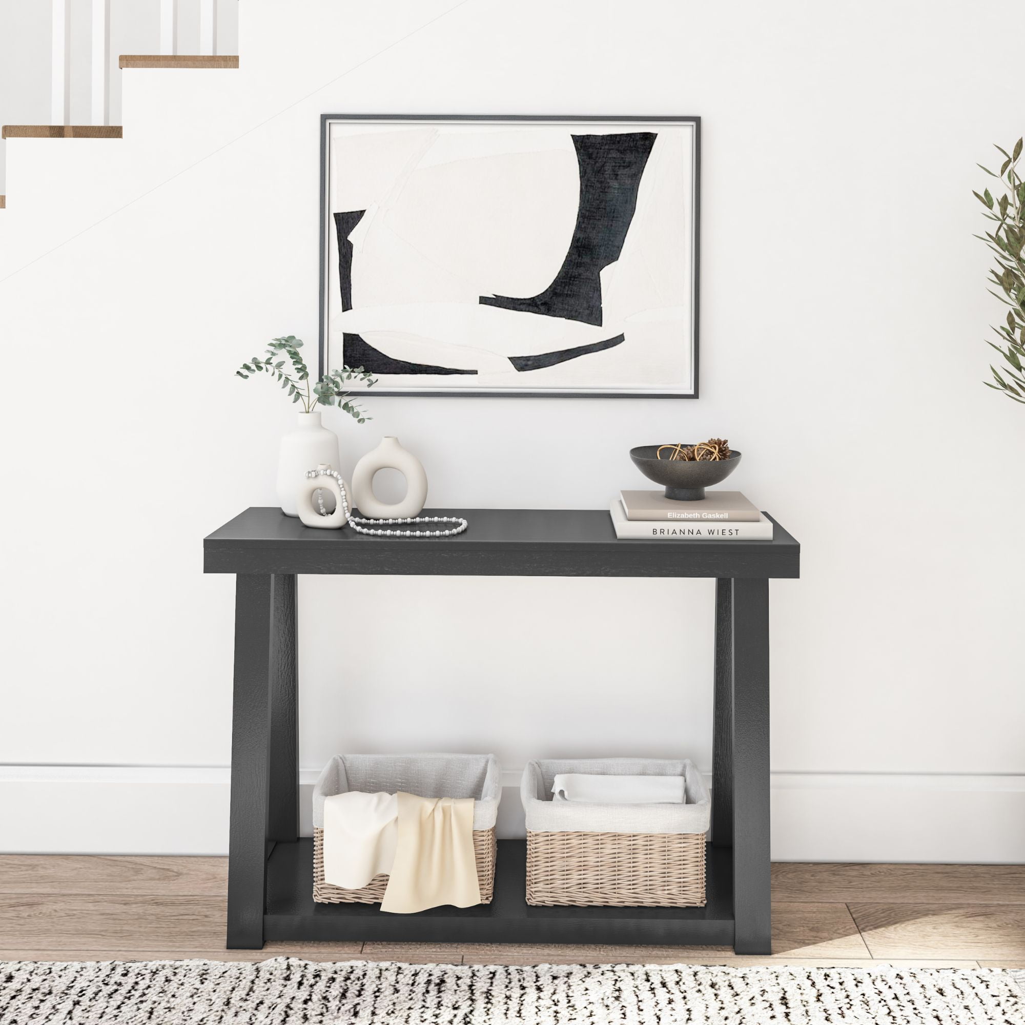 Plank+Beam Solid Wood 46 " Console Table with Storage, Narrow Entryway Table, Living Room