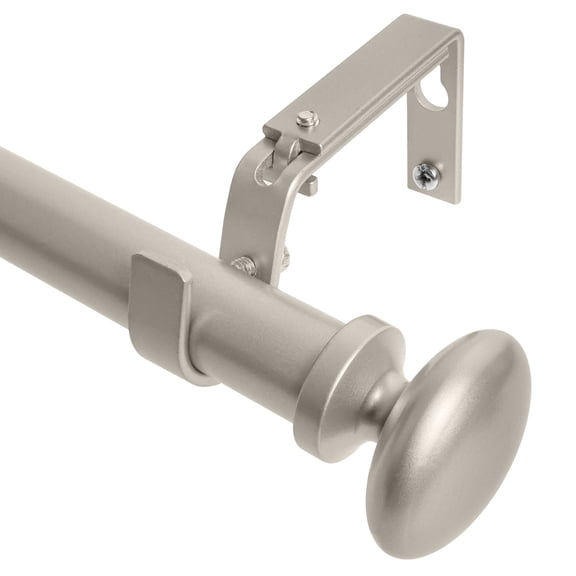 MERIVILLE 1" Single Curtain Rod Set, Adjustable 84-120 Inches, Prima Finials, Pewter