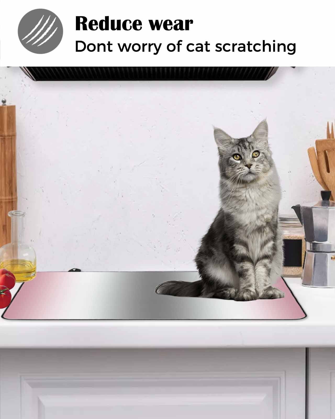 nqOlkjepod Large Induction Cooktop Protector Mat 24"x21", Pink Grey Stove Top Covers for Electric Stove, Gray Farmhouse Modern Rustic Decorative Stove Burner Cover Mats, Glass Top Stove Cover