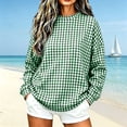 thumbnail image 4 of Women's Gingham Plaid Sweatshirt Crew Neck Long Sleeve Loose Fit Casual Pullover Top, 4 of 7