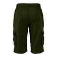 thumbnail image 5 of Domuza Men's Cargo Shorts Below Knee Bermuda Capri Shorts with Multi Pockets 3/4 Length Relaxed Fit Elastic Waist Hiking Work Shorts Army Green M, 5 of 8