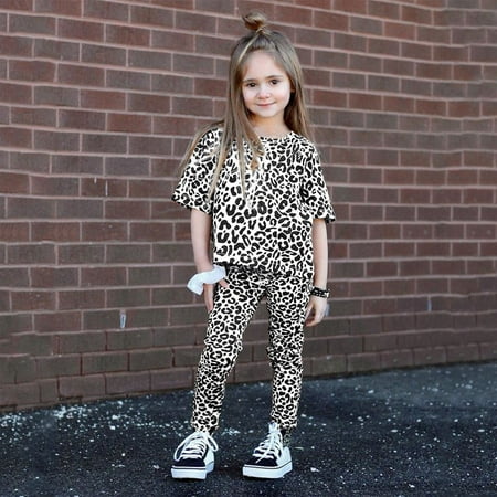 

Hunpta Leggings Toddler Leopard Outfits Pajamas Girls Sleepwear Baby Kids Tops Pants Girls Outfits&Set