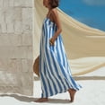 thumbnail image 4 of Ahabrexf Summer Dresses for Women, Spaghetti Strap Geometric Neck, Lengthwise Stripe Loose Maxi Sundress for Beach Vacation Wear, 4 of 7