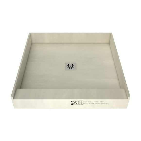 Tile Redi B4242C-SCSQPVZ Redi Base Shower Pan, 42" W x 42" D, Polished Chrome