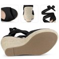 thumbnail image 3 of Alpargatas con cordones Cuñas Sandalias de tacón para mujer Negro 37, 3 of 6