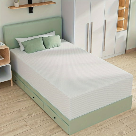 12 Inch Twin Mattress, Memory Foam Mattress, Medium-Firm Mattress, Breathable Bed Mattress with Removable Cover in Box, White
