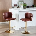thumbnail image 5 of Swivel Bar Stools Set of 2, Upholstered Barstools Adjusatble Seat Height, Bar Stools with Backrest for Home Pub and Kitchen Island, Burgundy+Gold, 5 of 9