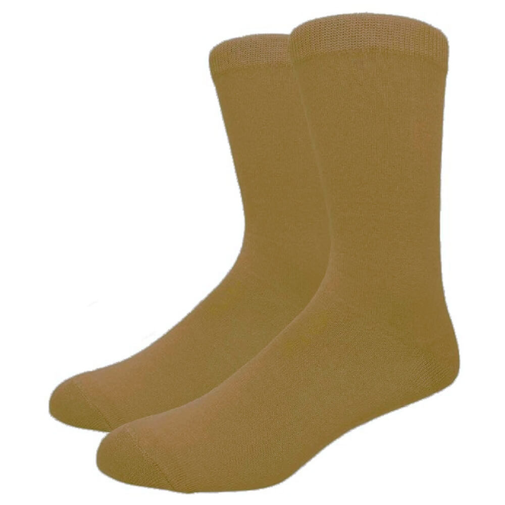 Men's Classic Cotton Solid Plain Crew Dress Socks, Size 8 to 13, Taupe