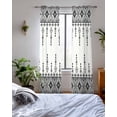 thumbnail image 3 of Black White Boho Sheer Curtains 63 Inch Length 2 Panels Set for Living Room/Bedroom, Vintage Ethnic Tribe Abstract Art Retro Kitchen Curtains Grommet Semi-Sheer Curtains Window Treatments 42"x63"x2, 3 of 7
