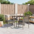 thumbnail image 1 of vidaXL 5 Piece Garden Dining Set with Cushions Grey Poly Rattan, 1 of 4