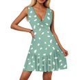 thumbnail image 5 of WTOBBY Women's Vintage Classical Floral Leaf Print Summer Dress V-Neck Sleeveless Pleated Hem Casual Dress with Button Front Detail for Garden Parties ,Mint GreenXL, 5 of 5