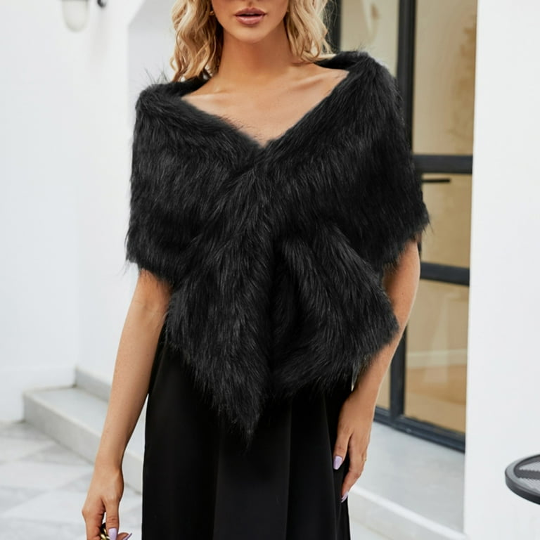 Mifelio Faux Fur Shawl Women Luxurious Winter Faux Superficial