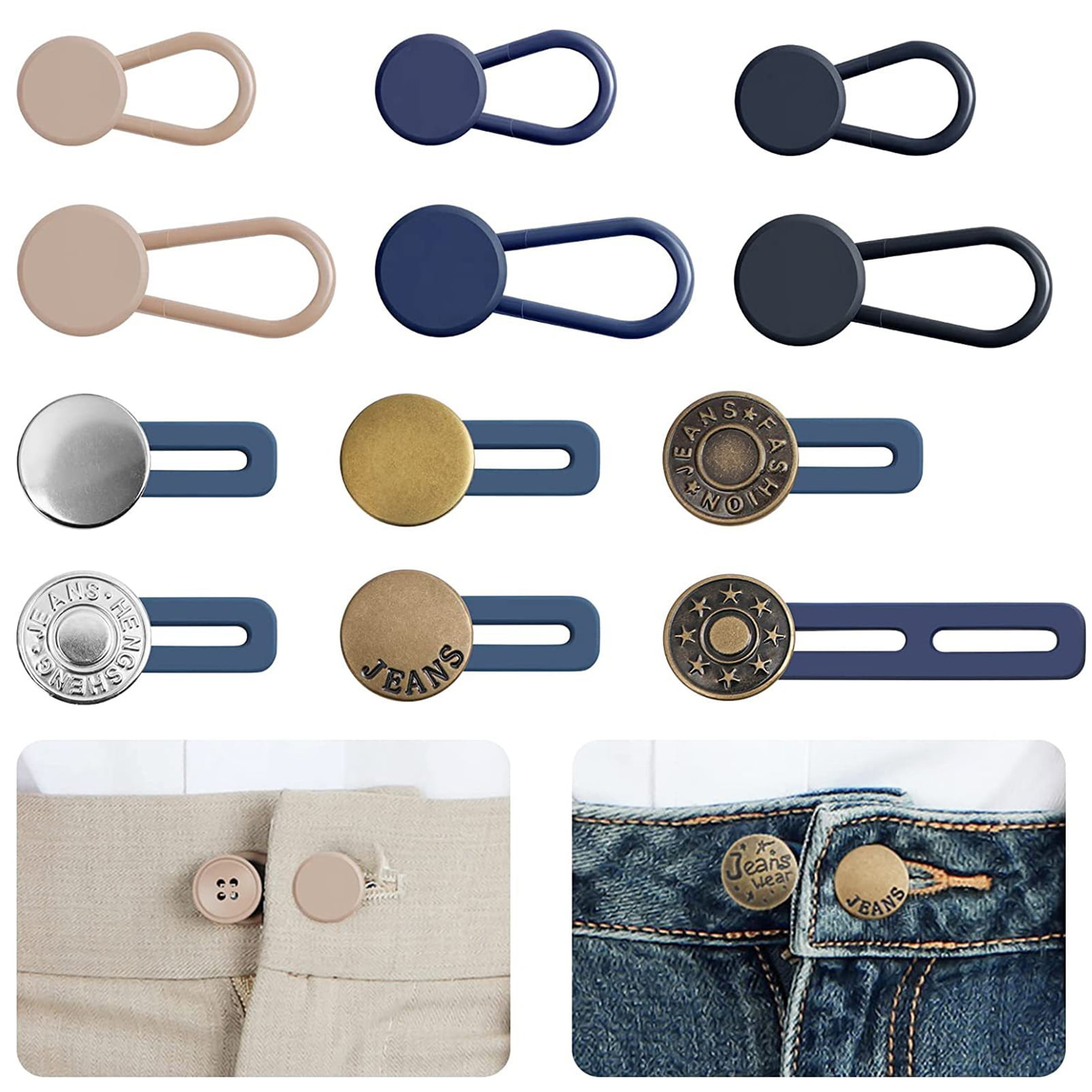 Qianha Mall 12PCS Button Extenders for Jeans, Pants Button Extender