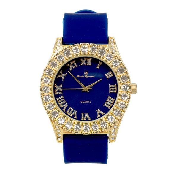 Charles Raymond Mens Silver Big Rocks with Roman Numerals Fully Iced Out Spring Summer Colorful Dial Blinged Out Wristwatch - ST10357 RN Single