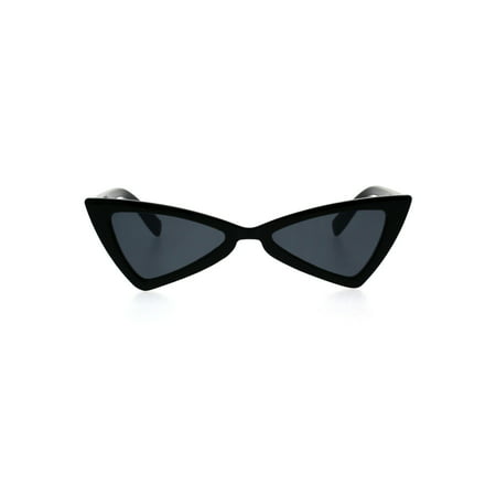 Womens Triangle Squared Plastic Cat Eye Futuristic Sunglasses All Black