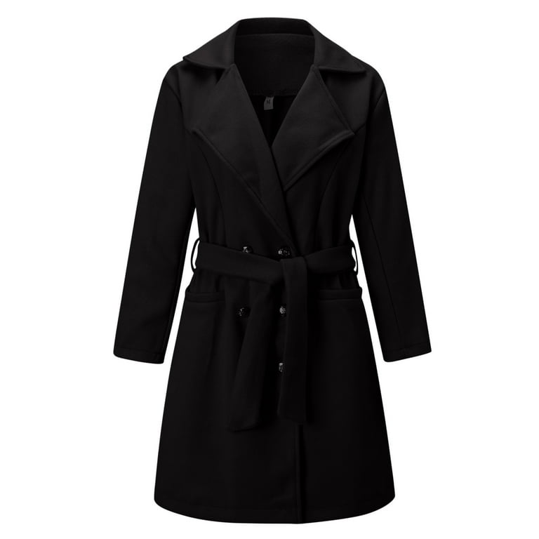 Sweaters Women'S Wool Thin Coat Trench Jacket Suit Collar Double