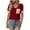 Red, variant on Laqbezok Women V-Neck Sequin Pocket Short Sleeve T-Shirt, Patchwork Casual Loose Top, Sparkly Fashion Outfit