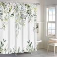 thumbnail image 3 of Sage Green Eucalyptus Extra Long Shower Curtain, Watercolor Leaves Plant Spring Floral Waterproof Fabric Machine Washable with Hooks for Bathroom Bathtub Decor 72Wx84H, 3 of 6