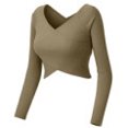 thumbnail image 1 of Ropa de yoga con espalda de belleza para mujer, Camiseta deportiva ajustada y transpirable con ombligo descubierto, Camiseta deportiva de manga larga para otoño e invierno, 1 of 5