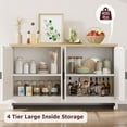thumbnail image 4 of Modern Buffet Cabinet for Dining Room , Rattan Accent Storage Cabinet with 4 Doors and Shelf, 4 of 7