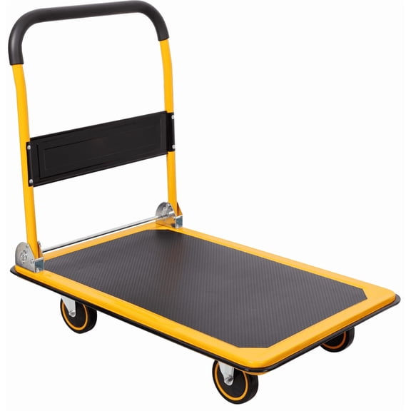 Foldable Truck Dolly 330 lb Capacity Yellow Black Platform Push Cart