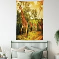 thumbnail image 4 of Giraffe Tapestry, African Safari Animals Walking in the Green Forest Savannah Wildlife Theme, Wall Hanging for Bedroom Living Room Dorm Decor, 60W X 80L Inches, Dark Orange Green, by Ambesonne, 4 of 5