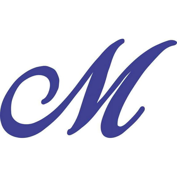 5.25in x 3in Blue Cursive M Monogram Sticker Fancy Vinyl Vehicle Stickers