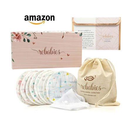 Best Nursing Pads for Breastfeeding Moms, Eco-Friendly Organic Bamboo No-Leak Bra Pads, Reusable, Washable, Super Absorbent, Includes 4 Overnight & 4 Regular Pads, Awesome Baby Shower Gift (8