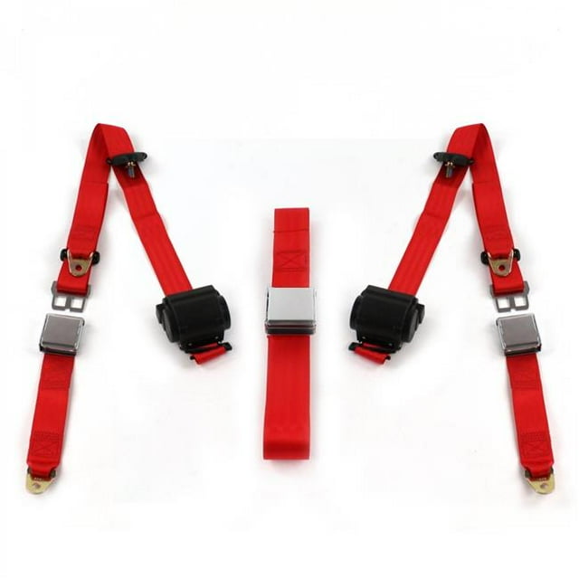 Kit de Ceinture de Sécurité de Banc Rétractable Rouge 3 Points avec 3 Ceintures pour 1974-1983 Jeep Cherokee