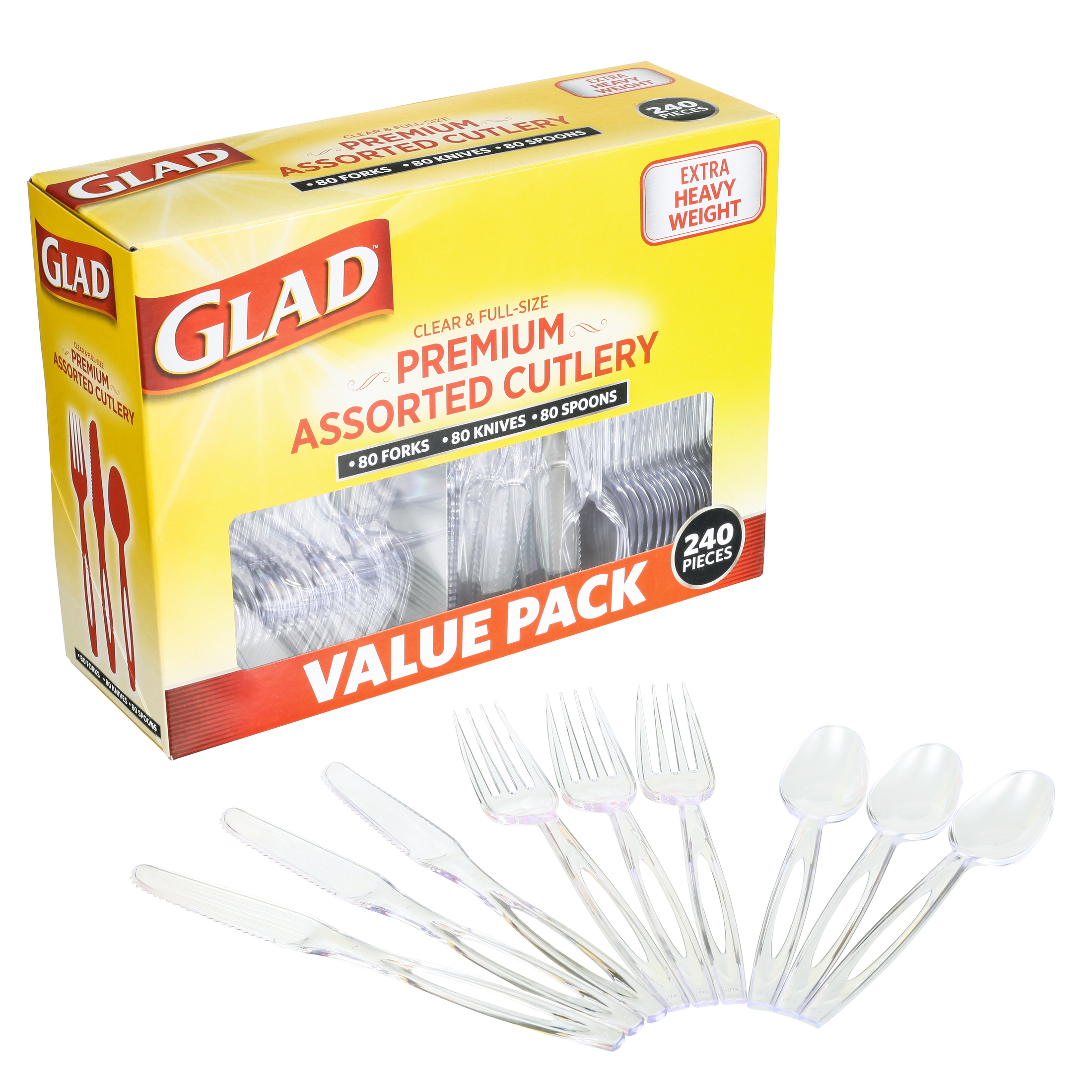 Glad Premium Assorted Clear Cutlery Set, 240 Count photo 1